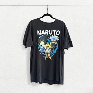 Vintage Naruto Shippuden Sasuke & Kakashi Graphic Tee in Black